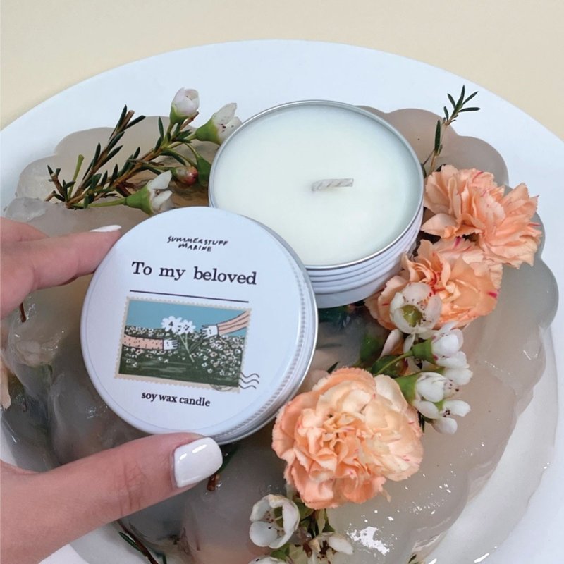 Summerstuff.marine - SOY WAX CANDLES กลิ่น TO MY BELOVED (60 g) - 香氛蠟燭/燭台 - 蠟 白色
