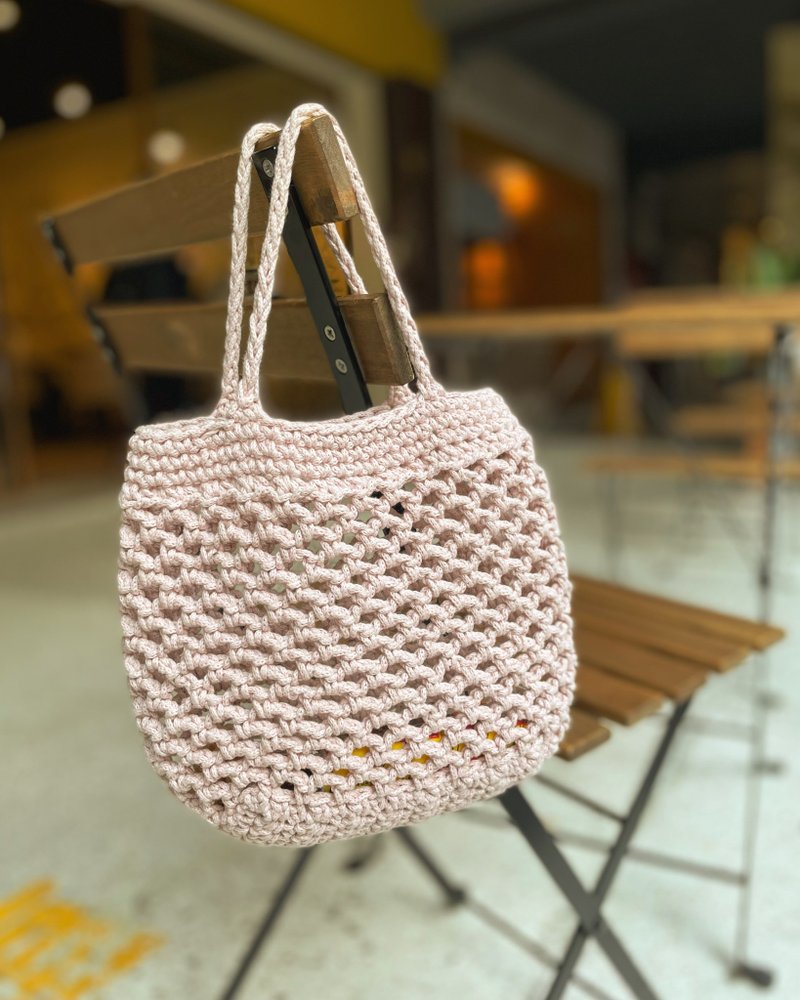 French small mesh bag-lotus root starch - Handbags & Totes - Cotton & Hemp Pink