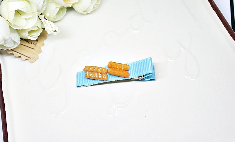 <Girl's Clay Hair Accessories> => Wave French Fries-Hairpin Series- - Hair Accessories - Clay Blue