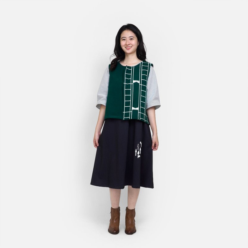 Manuscript asymmetrical cut wool vest-2 colors - Women's Vests - Wool Green