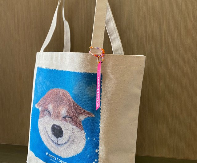 廃盤】柴犬絵画ハンドメイドカスタマイズバッグI 大版 帆布