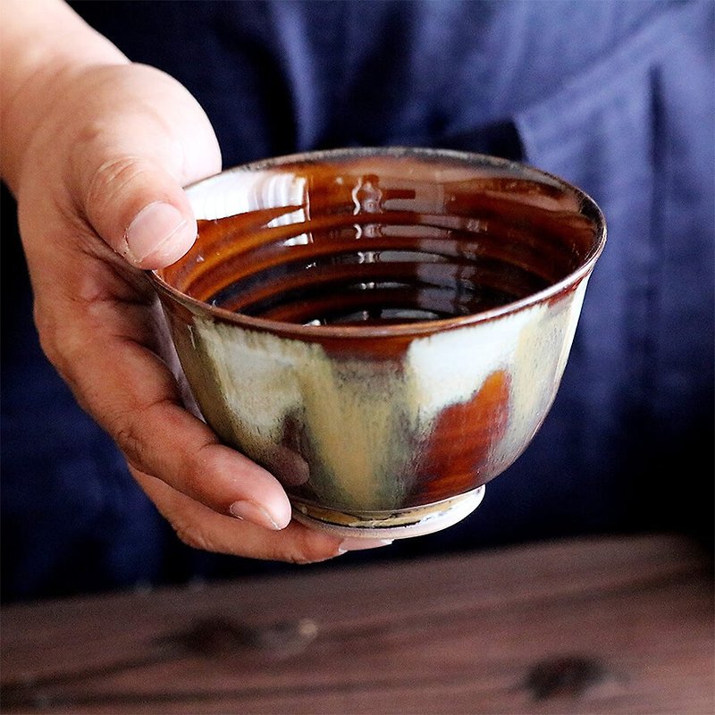 Takatori ware Takatori ware Ame glaze bowl Ame Motonaga Touen Pottery Tea bowl - Bowls - Pottery Brown