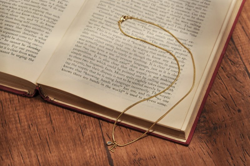Ermao Silver[round tube thin snake bone chain + English words] necklace - Necklaces - Copper & Brass Gold