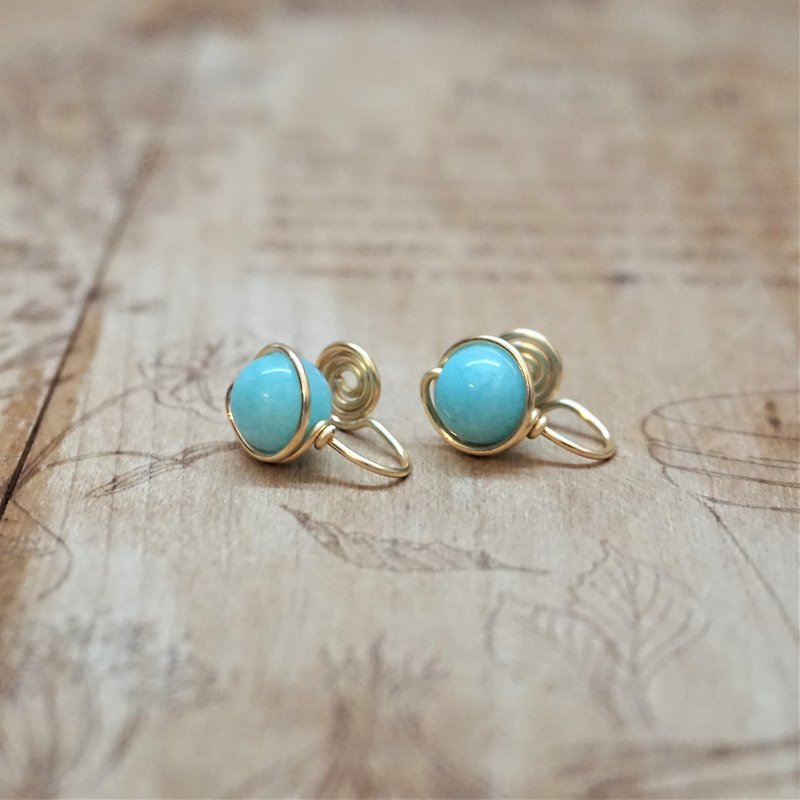 Gold wire frame Clip-On-Tianhe Stone---- 8mm Tianhe Stone(the ear pin is also available) - ต่างหู - เครื่องประดับพลอย หลากหลายสี
