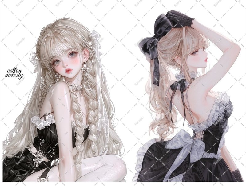 original sticker no.6622 人物ステッカー オリジナルステッカー 人物ステッカー 女の子ステッカー オリジナル人物ステッカー - 貼紙 - 紙 