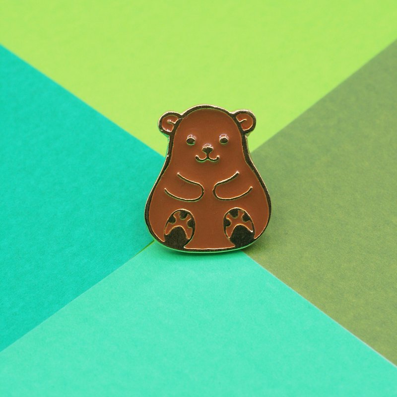 Brown Bear Lapel Pin - เข็มกลัด - โลหะ สีนำ้ตาล
