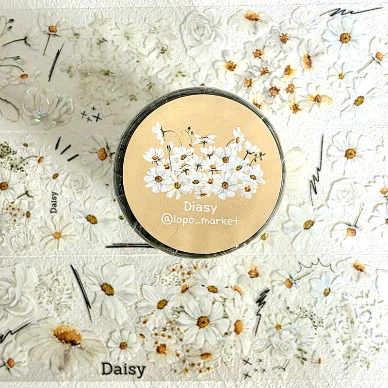 Daisy Iridescent Masking Tape – 2m (Small Cut from 5m Roll) - 紙膠帶/和紙/PET - 其他材質 