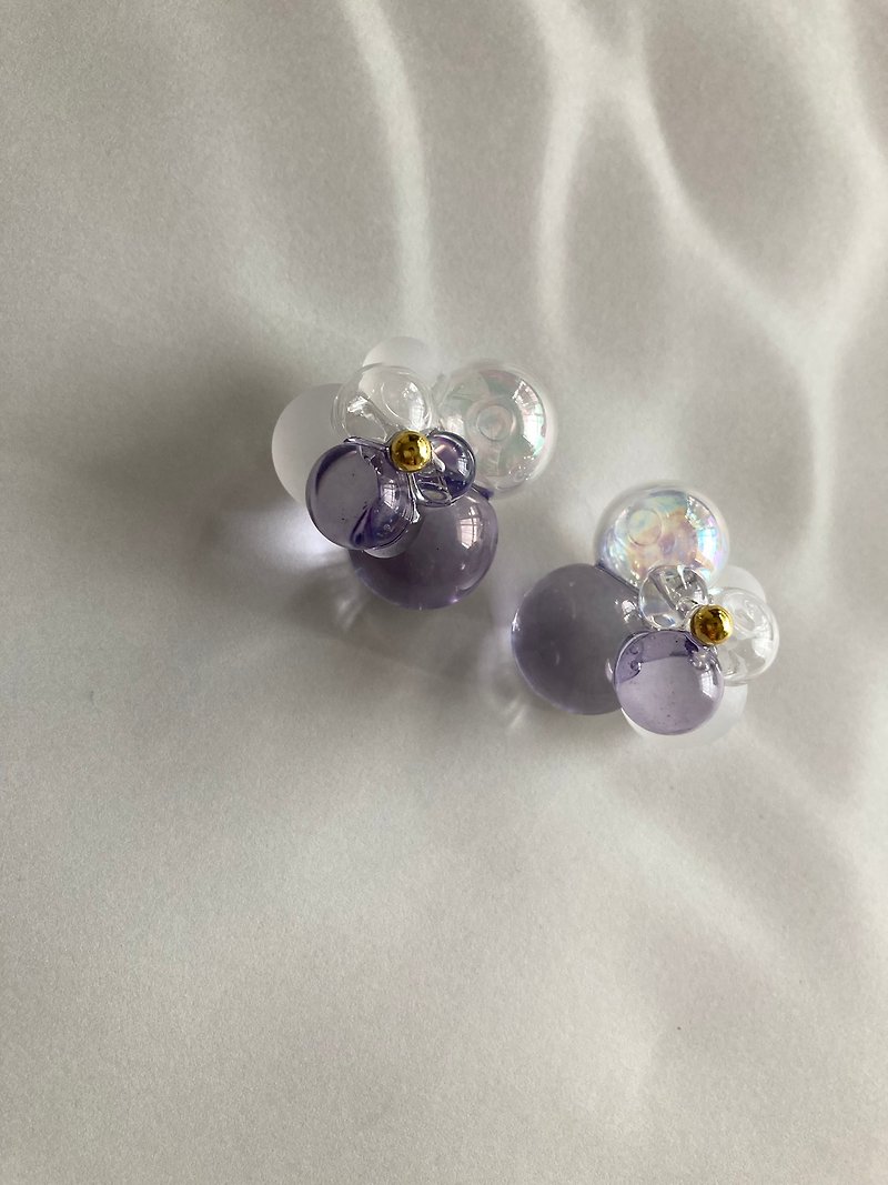 Fleur - フルール - - 耳環/耳夾 - 玻璃 紫色
