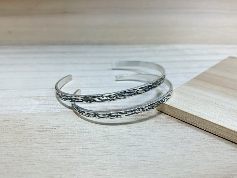 Wood Grain Bracelet|Sterling Silver Bracelet| Bronze Bracelet|Couple|Customization|Handmade|Experience|Course|Taichung - Bracelets - Sterling Silver Silver