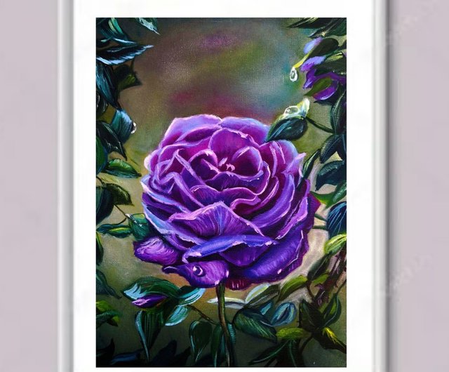 油絵 バラの花 ライラックの花 アート絵画 明るい絵画 20x30 cm