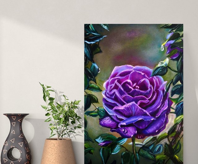 古　カラフル　薔薇　花の絵　アート　油絵?　絵画　アンティーク　作者不明 世界的に有名な カラフル 古 薔薇 作者不明 アンティーク 絵画