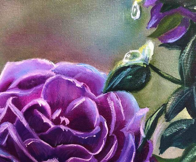 油絵 バラの花 ライラックの花 アート絵画 明るい絵画 20x30 cm