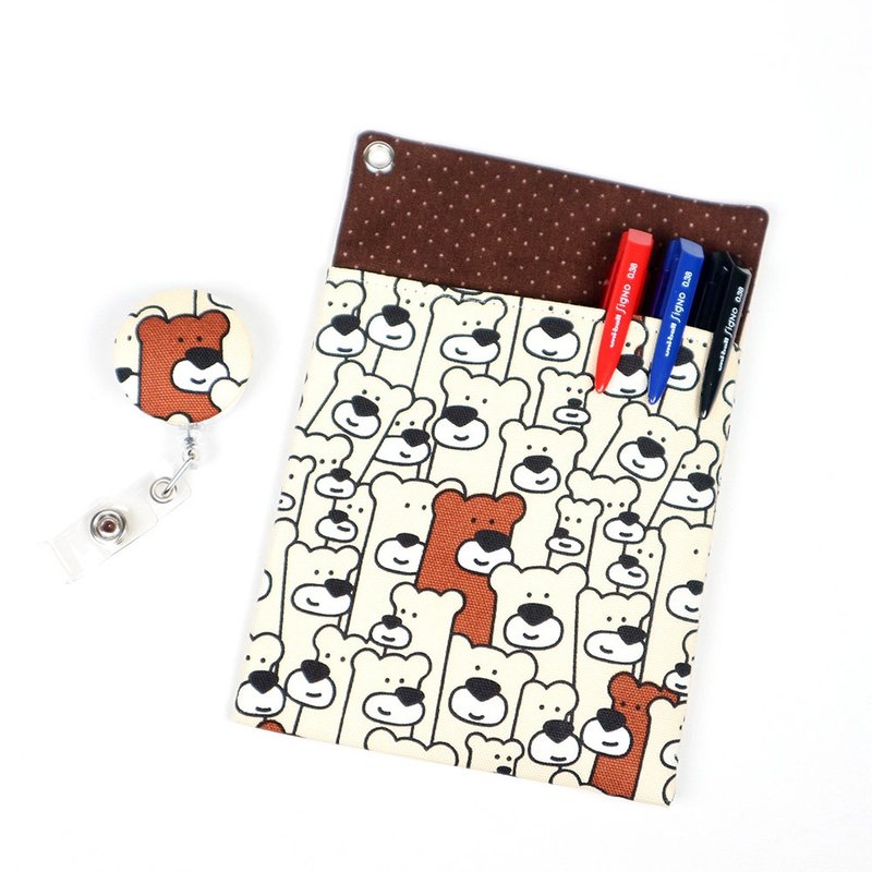 醫師袍 口袋式 防漏墨 收納袋 筆袋+證件夾 - 吐司 (咖) - 鉛筆盒/筆袋 - 棉．麻 咖啡色