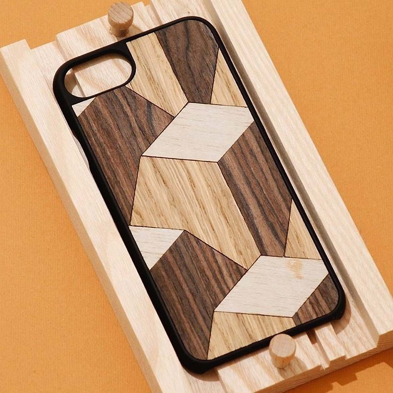 [予約購入]ログケース/幾何学コーン -  iPhone Samsung - スマホケース - 木製 ブラウン