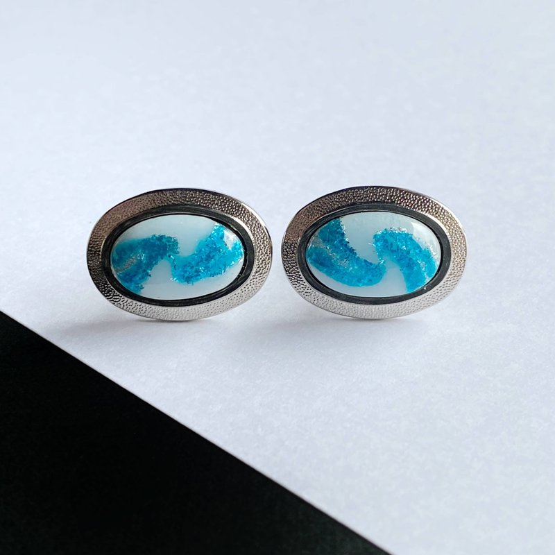 Andromeda [Sorairo Sky] Cufflinks Cufflinks Sterling Silver Foil Chirashi Cloisonne - กระดุมข้อมือ - วัสดุอื่นๆ สีน้ำเงิน