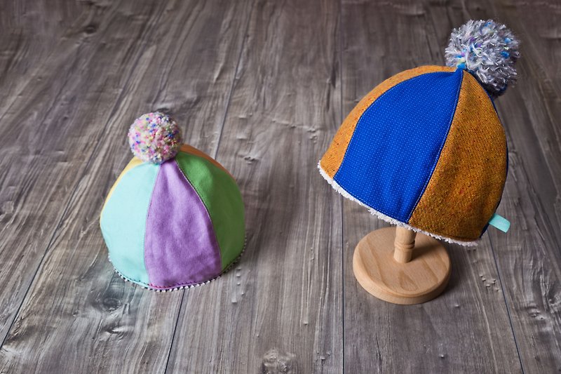 parent-child_buruburu.pom pom mixed color hat - Hats & Caps - Cotton & Hemp Multicolor