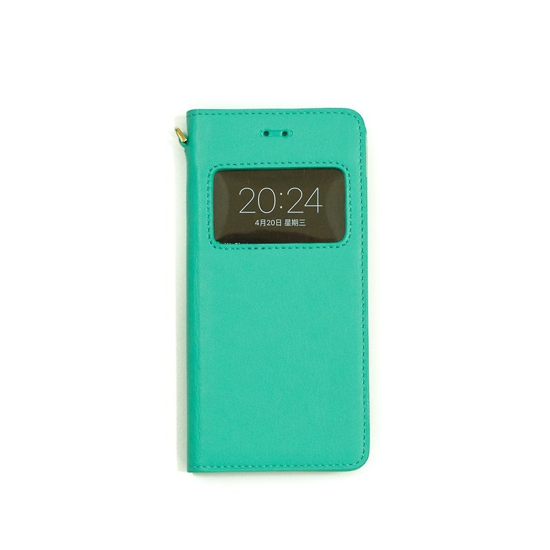 Patina｜真皮・手工訂製 iPhone・Android 折疊站立 手機皮套 - 手機殼/手機套 - 真皮 綠色