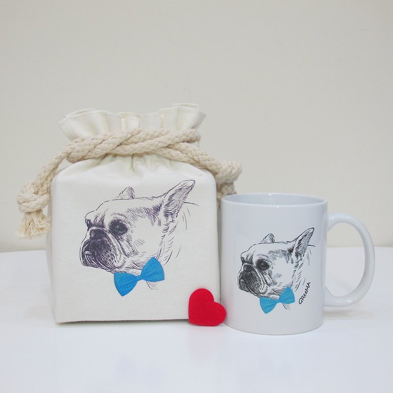 Customized - Exchange Gift - Bow Tie Ribbon Bow Fight American Mug Coffee Mug Bucket Cotton Canvas Bag - Bow Tie Cup Set - Mugs - Porcelain White