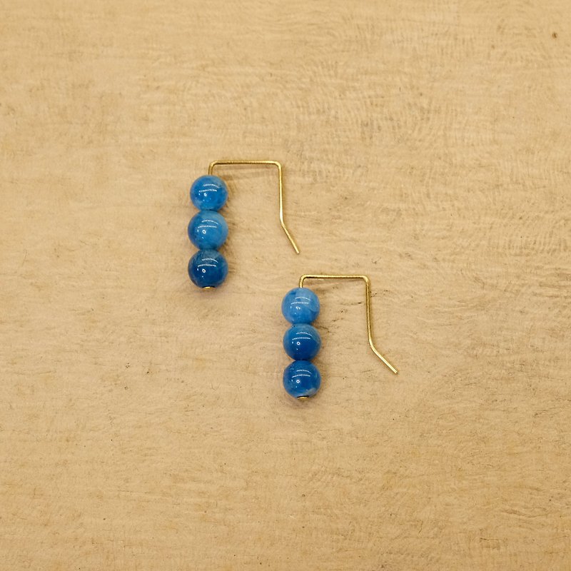 String Series Brass Apatite Dangle Earrings Ear Pins Without Piercings - Earrings & Clip-ons - Copper & Brass Gold