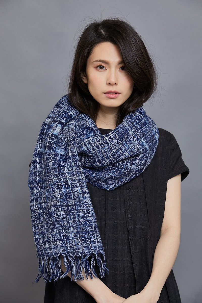 Vewadi scarf_ocean - Knit Scarves & Wraps - Cotton & Hemp Blue