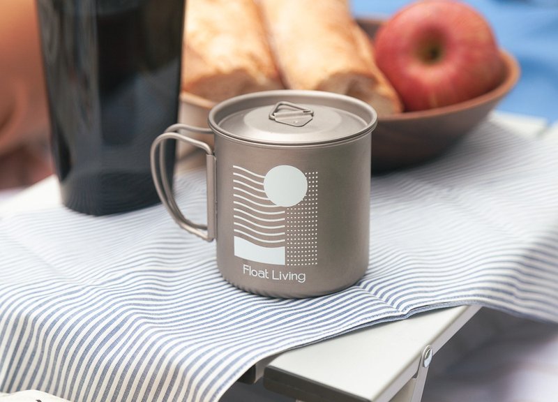 Titanium Camping Mug 400ml [with lid and protective cover] - ชุดเดินป่า - โลหะ สีเงิน