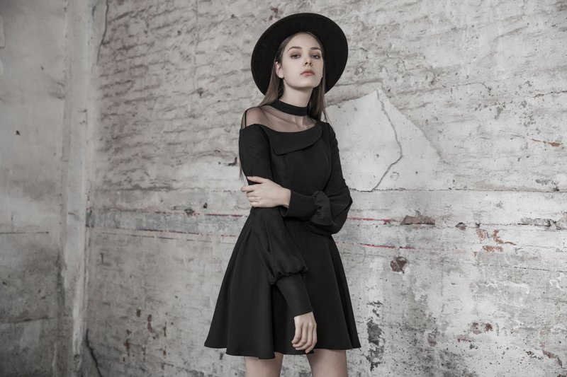 Pagan slanted shoulder mesh dress - One Piece Dresses - Other Materials Black