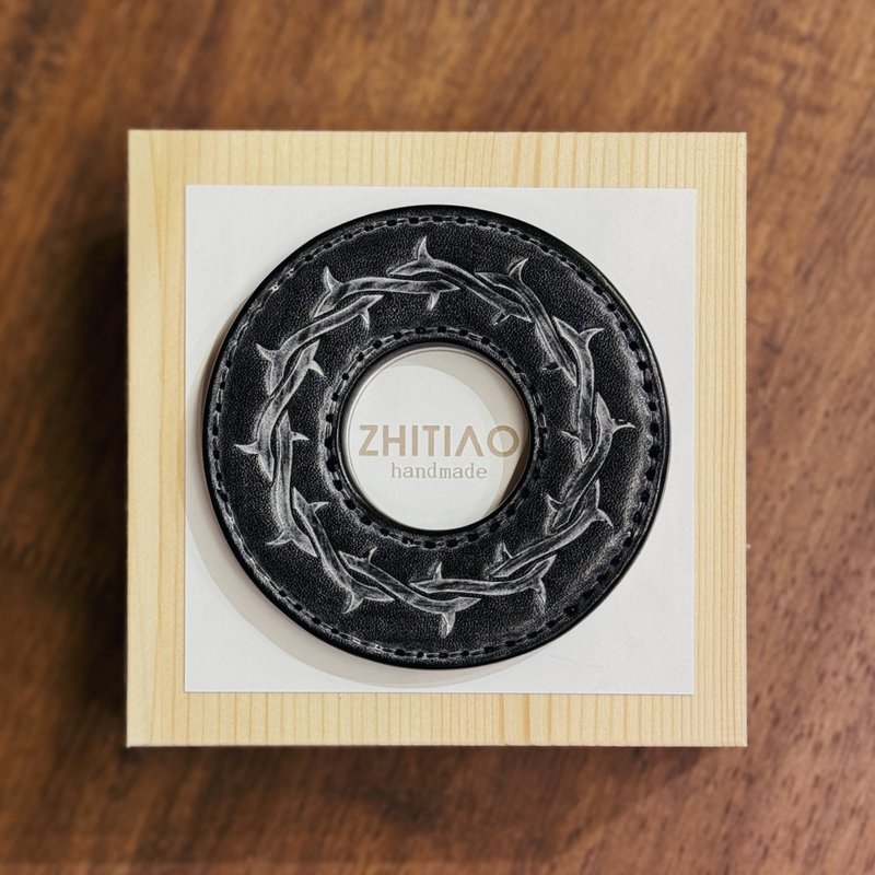 原創手工製作牛皮劍道刀鐔 披荊斬棘 霧蠟黑 劍鍔 Tsuba - 運動配件 - 真皮 黑色