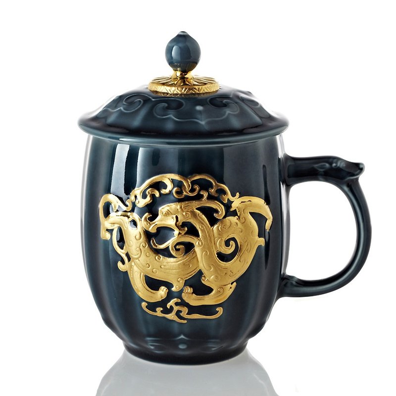 Zunlong High Cup/Mine Blue Gold 400ml - Teapots & Teacups - Porcelain Blue
