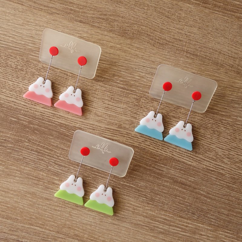 Friendly environmental accessories│ Fuji Red│ Eco-friendly resin / green material certification / healing system - Earrings & Clip-ons - Eco-Friendly Materials 