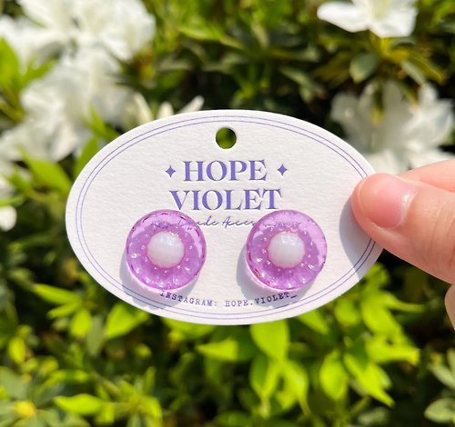 Hope Violet 手作飾品 簡約糖果系圓形耳環- Butterfly Garden