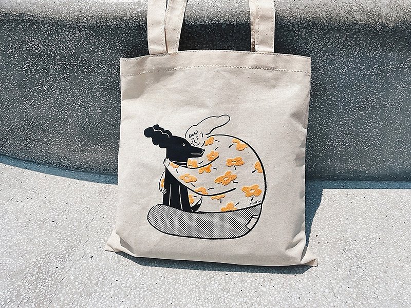 I love my dog ​​| Silk-printed canvas bag - กระเป๋าถือ - ผ้าฝ้าย/ผ้าลินิน 