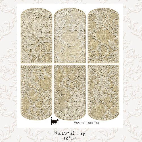 honne market Embossing Natural Lace Tag (blue lion) (suyeon)