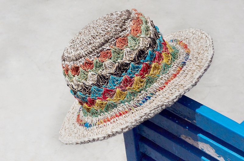 Valentine's Day gift a limited edition of hand-woven cotton Linen cap / knit cap / hat / straw hat / straw hat - bright colors wind Machu Picchu South America - หมวก - ผ้าฝ้าย/ผ้าลินิน หลากหลายสี