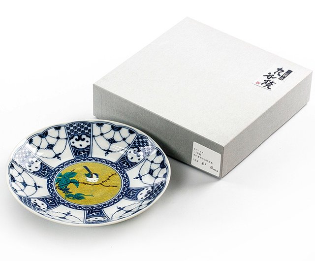 日本輸入九谷焼青椒窯絵花鳥陶磁器食器皿皿平皿デザートフルーツ