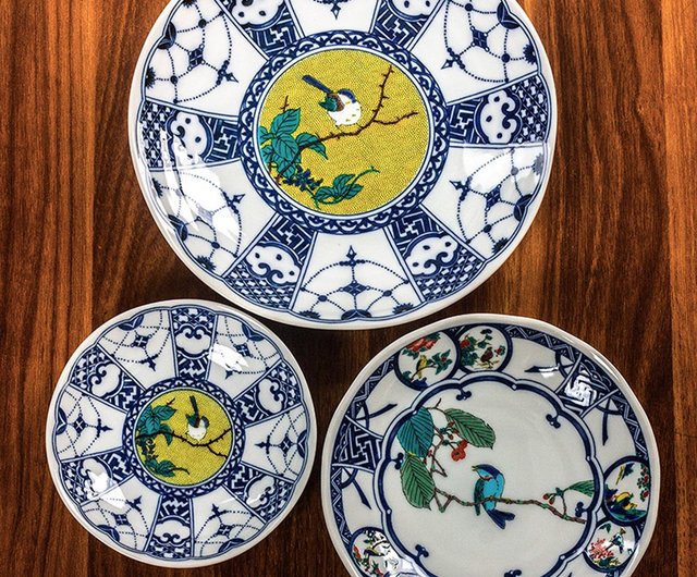 日本輸入九谷焼青椒窯絵花鳥陶磁器食器皿皿平皿デザートフルーツ