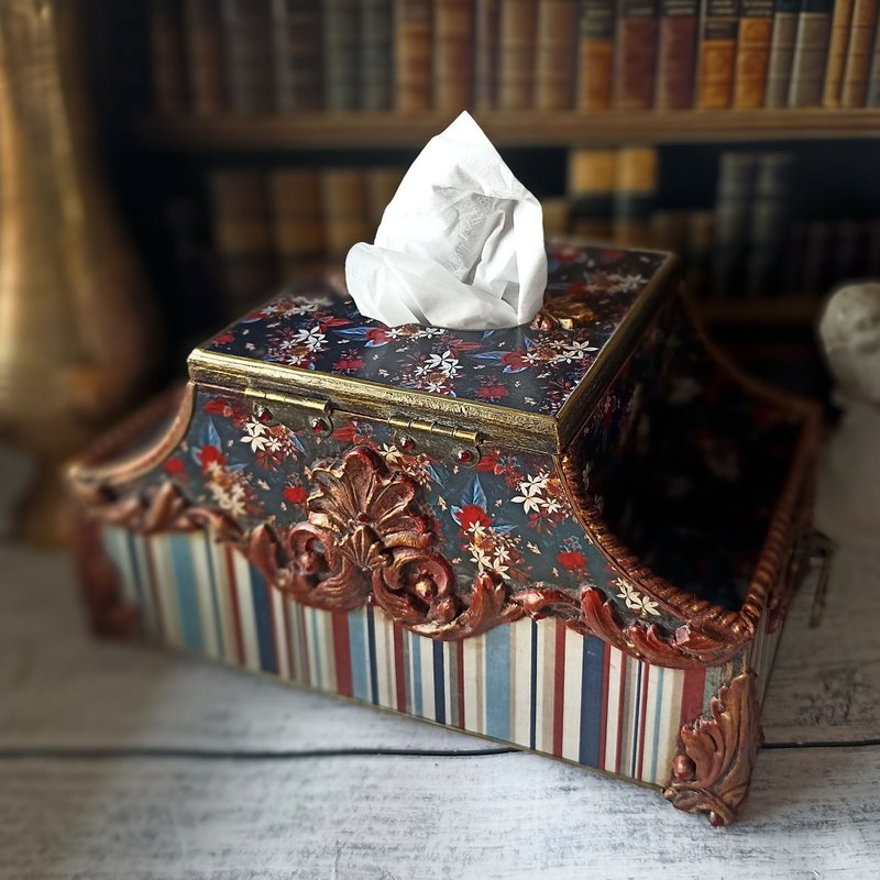 Kitchen organizer, Brush holder, Cosmetics holder,napkin holder,Tissue box cover - 居家收納/收納盒/儲物盒 - 木頭 紅色