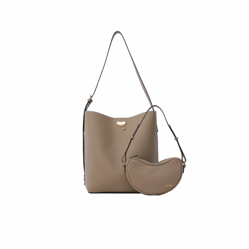 Love Sick Leather Large Bucket Bag - Messenger Bags & Sling Bags - Genuine Leather Khaki