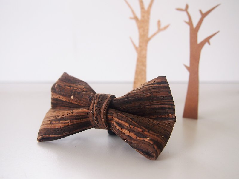 Personalized Name Wooden Grain Cork Mens Bowtie - Ties & Tie Clips - Wood Brown