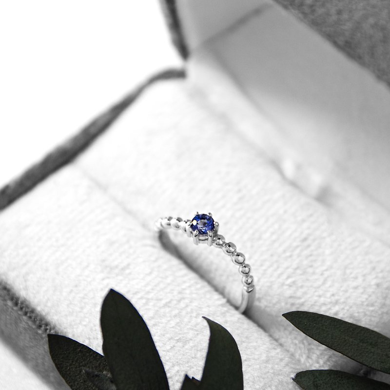 18K gold Taiwan handmade unfired sapphire ring customized - แหวนทั่วไป - เครื่องประดับ สีน้ำเงิน