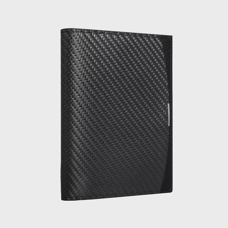 BlackLabel Carbon Fiber Passport Holder - Passport Holders & Cases - Genuine Leather Black