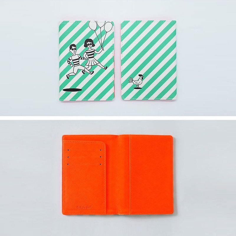 Boy and girl passport holder (thin) - ที่เก็บพาสปอร์ต - หนังแท้ สีเขียว
