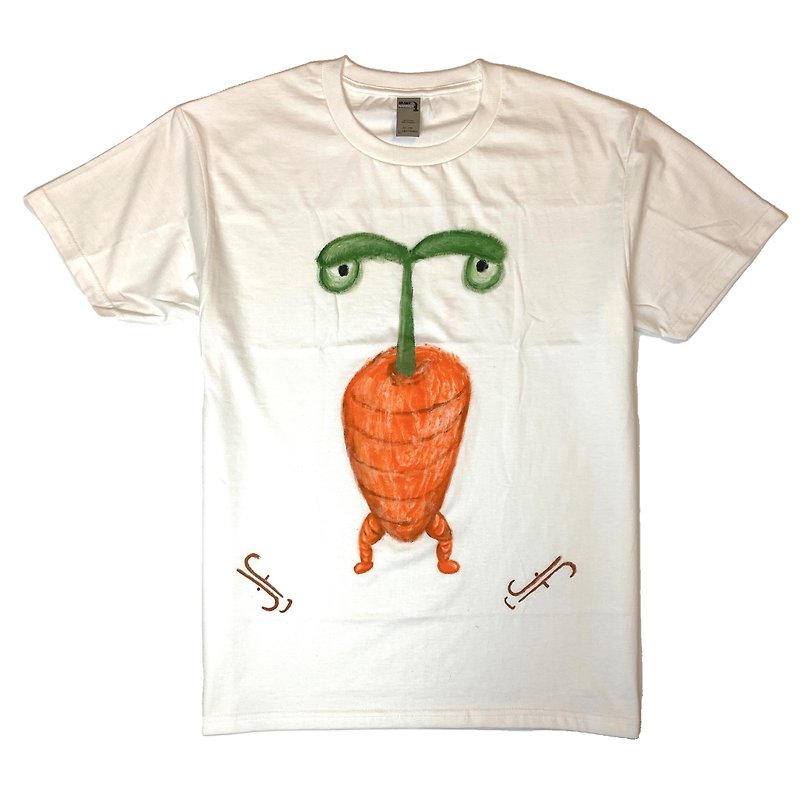 純手繪 | 中性短袖T恤上衣 | 紅蘿蔔 - T 恤 - 棉．麻 多色