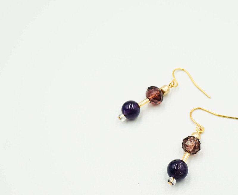 Handmade Earrings - ต่างหู - คริสตัล สีม่วง