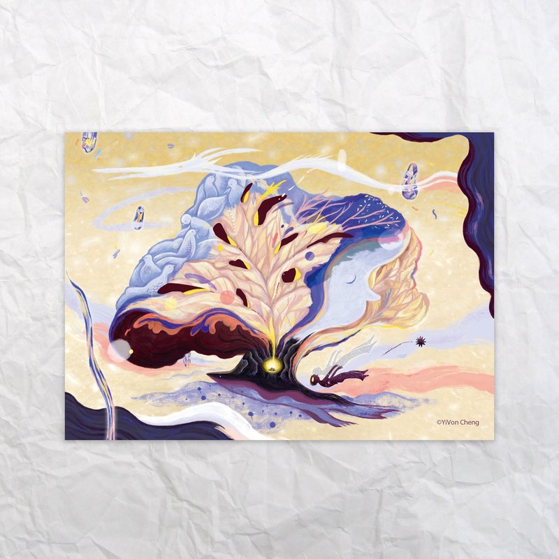 Artist postcards -Breathing- dreamy- YiVon Cheng Illustration - Cards & Postcards - Paper Purple