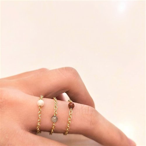 │Light luxury│A touch of luxury• Adjustable chain ring• Ring• 14K gold  note• 14kgf - Shop ZILUN Jewelry General Rings - Pinkoi