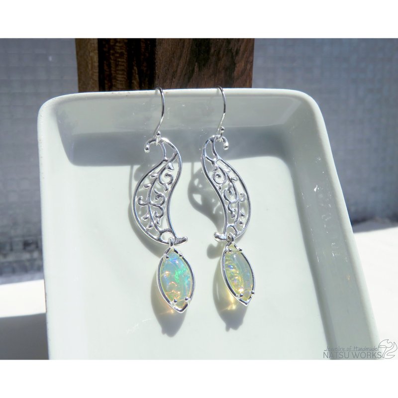 エチオピア オパール ピアス / Ethiopian Opal earring - 耳環/耳夾/耳骨夾 - 寶石 藍色