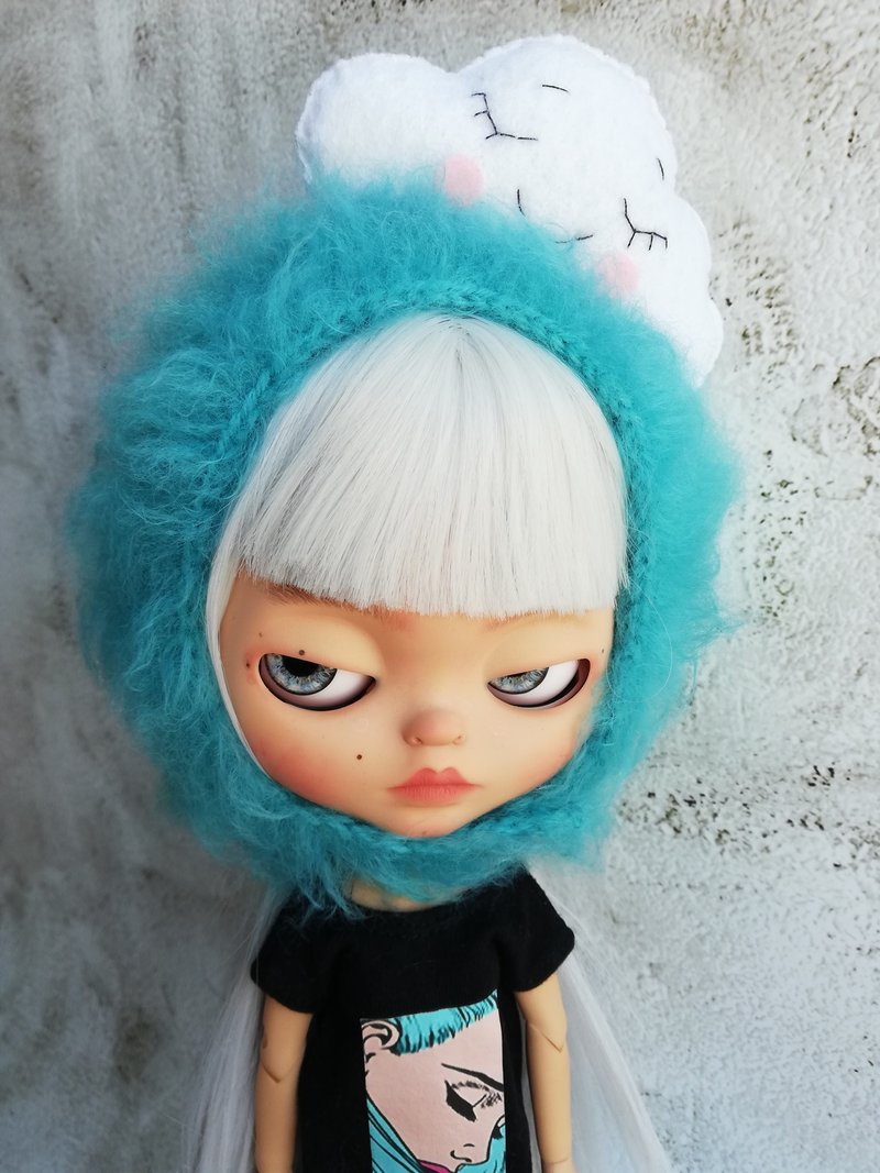 Blythe doll hat with Cloud - 公仔/玩偶 - 棉．麻 藍色