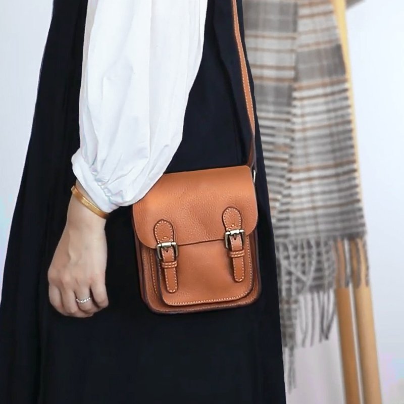 Leather Mobile Phone Bag, Shoulder Bag, Side Backpack, Women's Messenger Bag - Messenger Bags & Sling Bags - Genuine Leather 