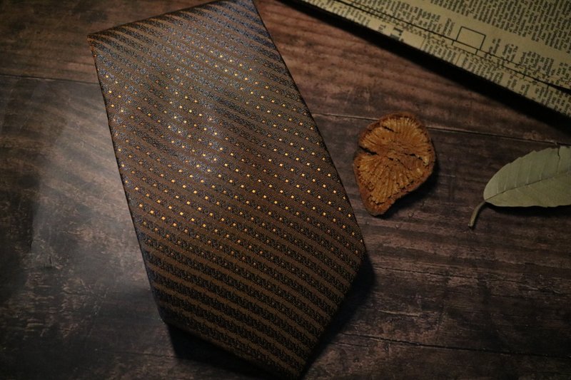 咖啡色波點真絲領帶商務百搭necktie - 領帶/領帶夾 - 絲．絹 咖啡色