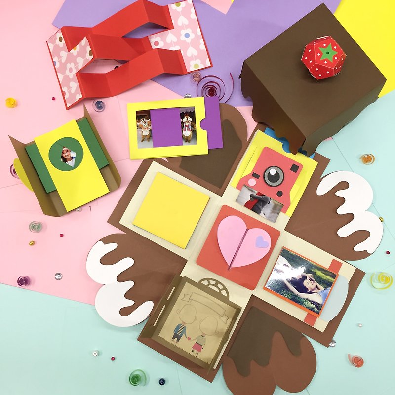 Customized –Chocolate Limited Edition Explosion box with 8 features - งานไม้/ไม้ไผ่/ตัดกระดาษ - กระดาษ สีนำ้ตาล